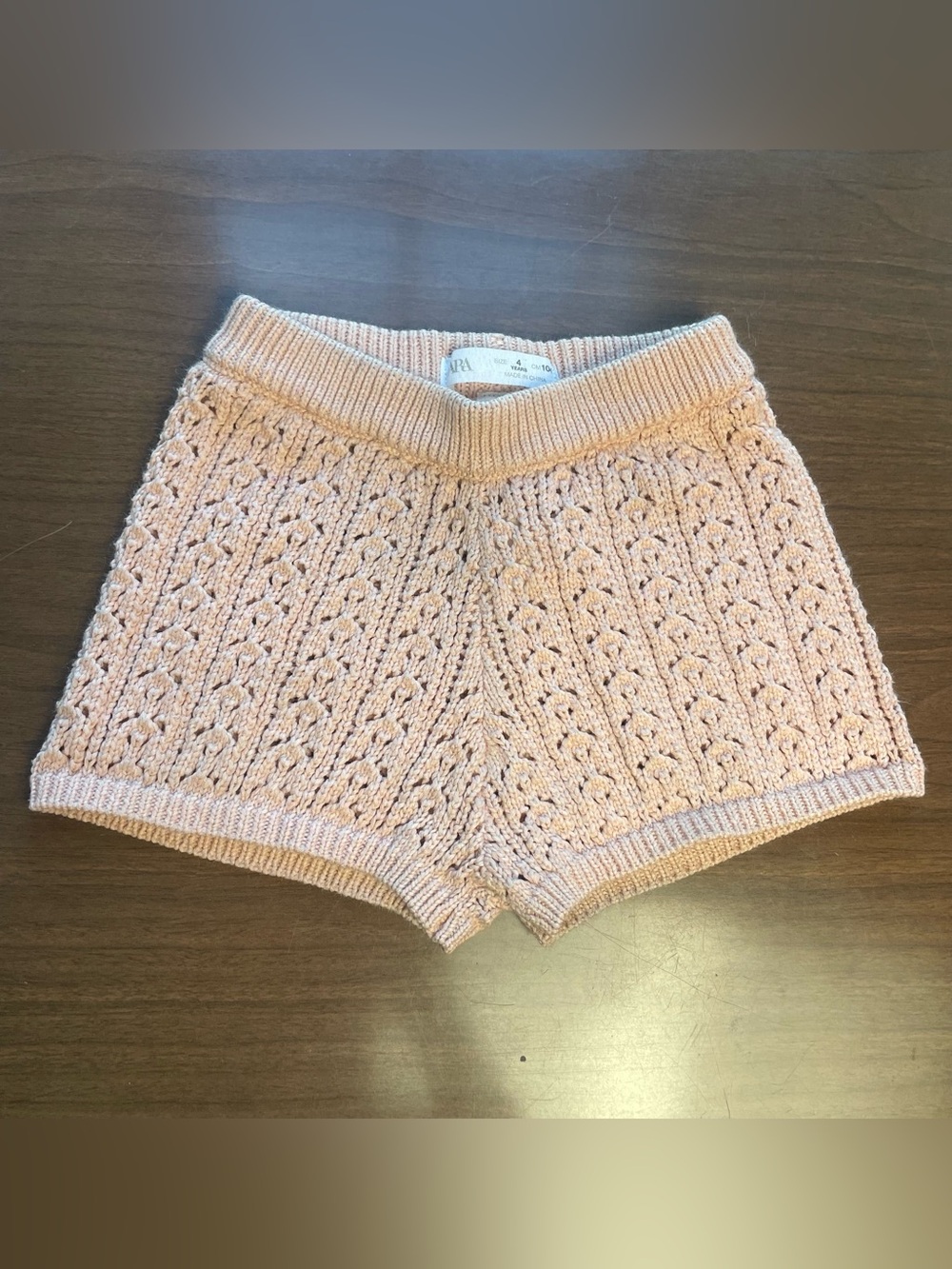 Zara Blush Pink Knit Cable-Detail Shorts